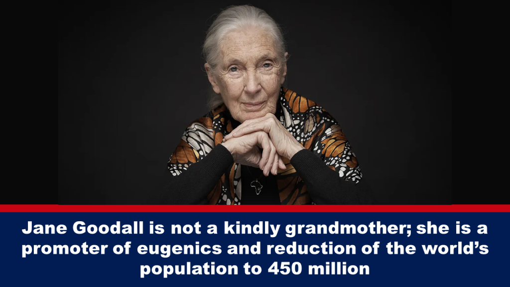 Jane Goodall is not a kindly grandmother; she is a promoter of eugenics and reduction of the world’s population to 450 million